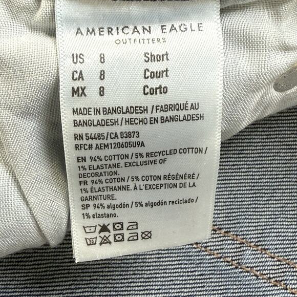 American Eagle Stretch Low Rise Baggy Wide Leg Jeans Raw Hem Size 8 Short Grunge - Picture 6 of 9